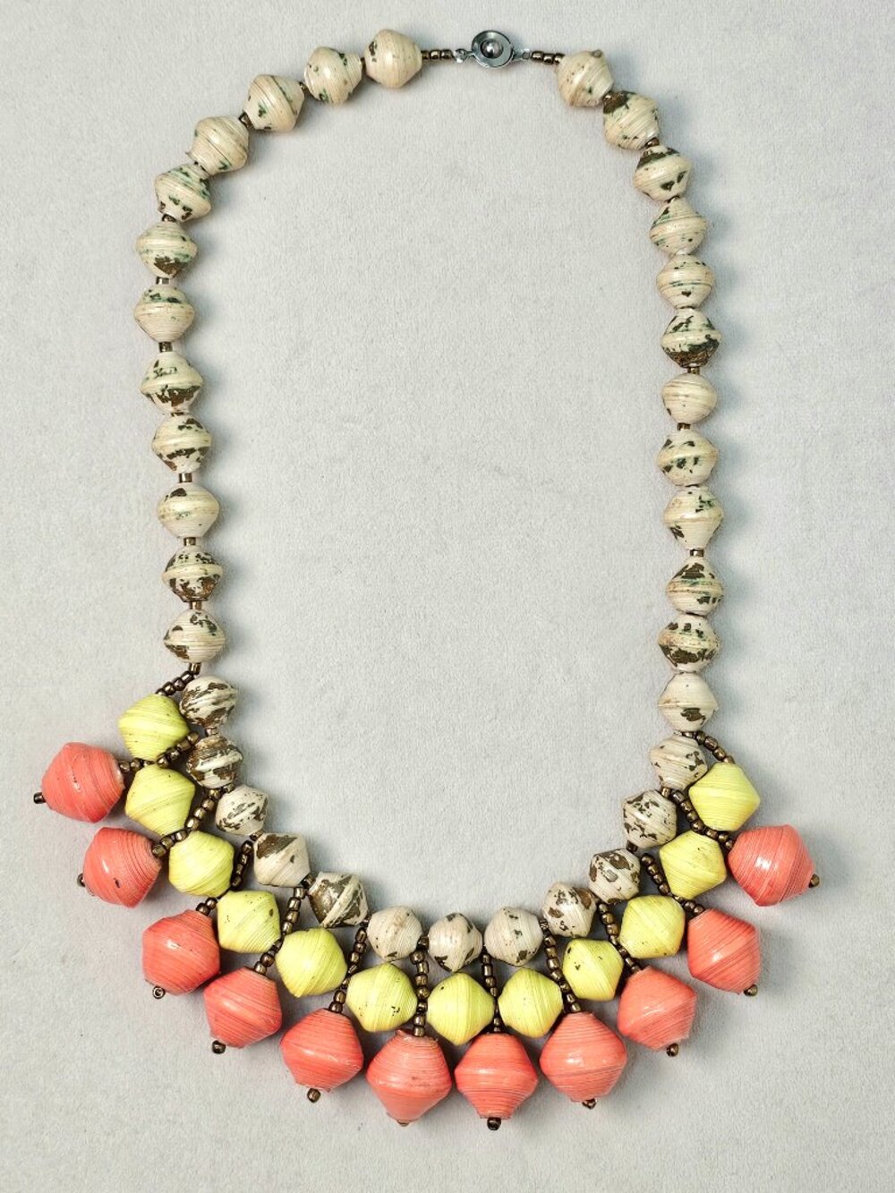 Teng Yue Paper Bead Statement Necklace Colorful Boho Artisan Bib Necklace